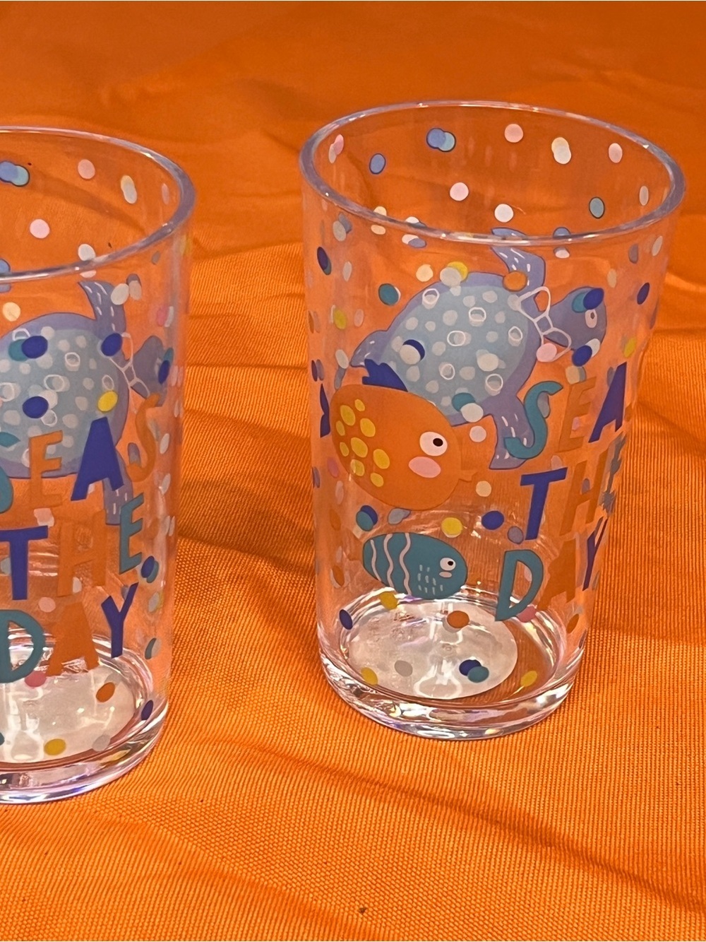♥️Set of 8 kids plastic Glasses - Blue & Pink Sea Life Design - Picture 6 of 15